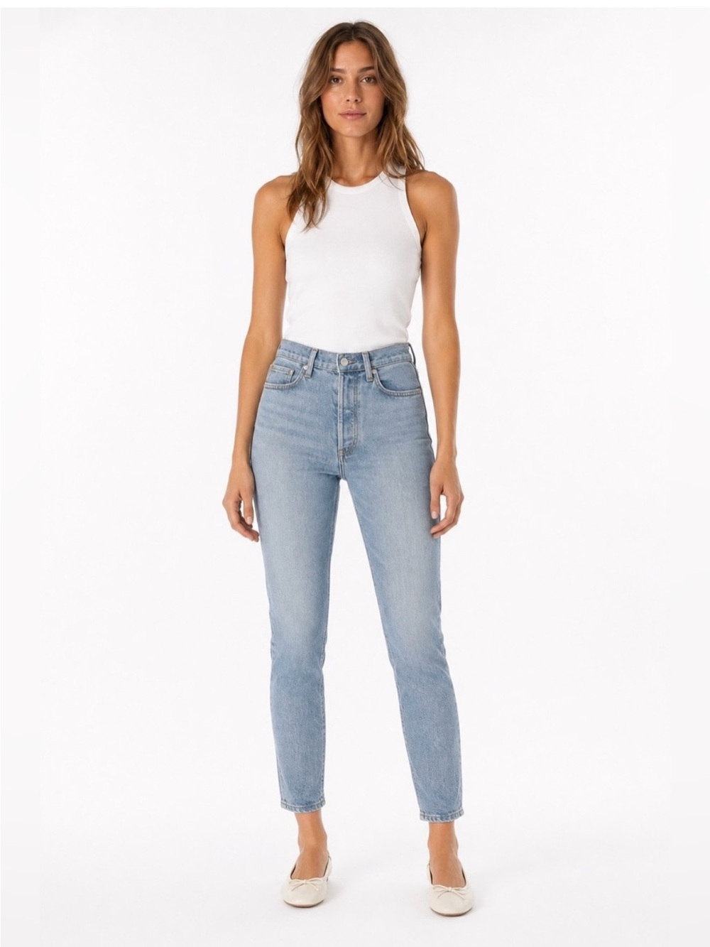 AGOLDE Nico, High-Rise Light Blue Straight Leg Jeans - Women's